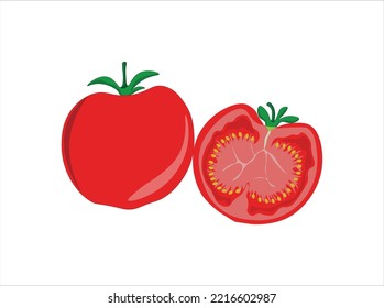 red tomatoes, one whole and one half tomato, cut tomatoes, vegetables, breakfast tomatoes