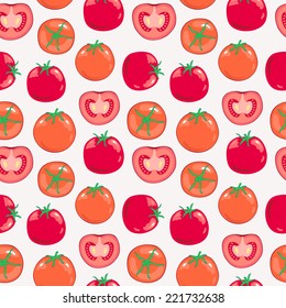 Red tomatoes seamless pattern. Used for kitchen, cafe stuff, wallpaper, pattern fills, web page background, surface textures.