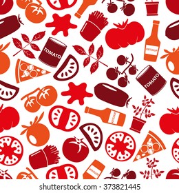 red tomatoes theme simple icons seamless pattern eps10