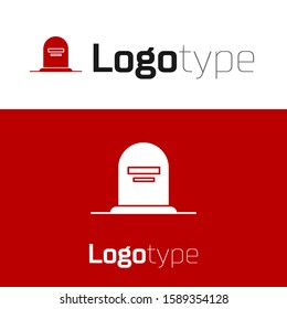 Red Tombstone icon isolated on white background. Grave icon. Logo design template element. Vector Illustration