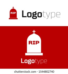 Red Tombstone with RIP written on it icon isolated on white background. Grave icon. Logo design template element. Vector Illustration