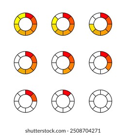 Red tone 8-level gauge on white background.