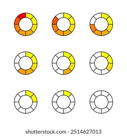 Red tone 8-level gauge on white background.
