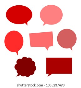 red tone color speech bubbles, different shape isolated on white background. vector illustration