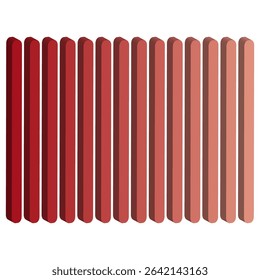 Red tone columns. Gradient vector form. Soft stripe icon. Horizontal block layout.