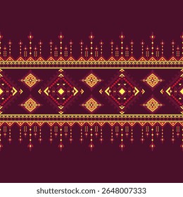 Motif harmonieux ethnique boho ton rouge. Amérindien, motif Navajo, texture Image vectorielle tribale. Ornement aztèque. Conception pour le sol noir Capet, rideaux, couvertures, Peut être utilisé dans la conception pour les vêtements.
