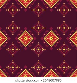 Motif harmonieux ethnique boho ton rouge. Amérindien, motif Navajo, texture Image vectorielle tribale. Ornement aztèque. Conception pour le sol noir Capet, rideaux, couvertures, Peut être utilisé dans la conception pour les vêtements.