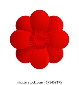 Red Tone Flat Flower. Vector  Illustration.