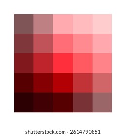 Red tone palette. Grid square layout. Vector color pattern. Saturated hue blocks.