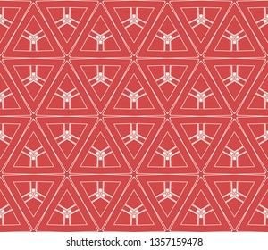 Red tones.For the interior design, printing, textile industry. Geometric pattern as seamless vector illustration.