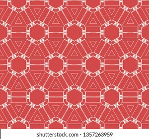 Red tones.For the interior design, printing, textile industry. Geometric pattern as seamless vector illustration.