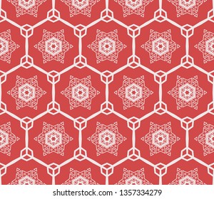 Red tones.For the interior design, printing, textile industry. Geometric pattern as seamless vector illustration.