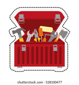 red tool box over white background. repairs tools design. vector illustration