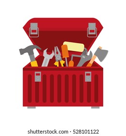 red tool box over white background. repairs tools design. vector illustration