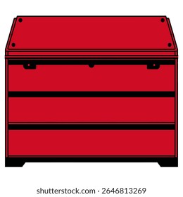 Red tool chest stores equipment in workshop storage