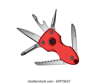 Red  Tool with various Tools