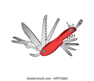 Red Tool with various Tools