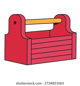Red Toolbox Flat Design Cartoon Illustration