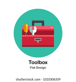 Red toolbox flat icon