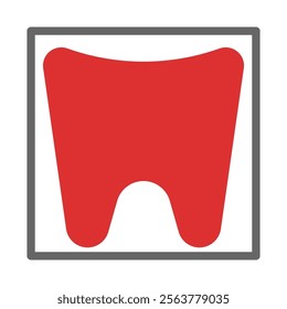 Red tooth icon. Concept of dental health, hygiene, and care.