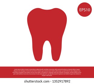 Red Tooth icon isolated on white background. Tooth symbol for dentistry clinic or dentist medical center and toothpaste package. Vector Illustration