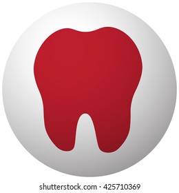 Red Tooth icon on white ball