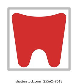 Red Tooth Icon in Square Frame