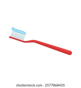 Red toothbrush bristles with blue toothpaste perfect for dental hygiene promotions, oral care advertisements, and product packaging designs.