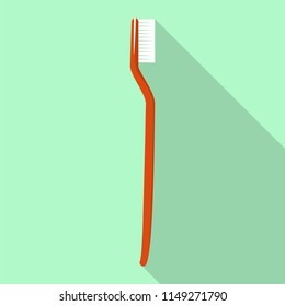Red toothbrush icon. Flat illustration of red toothbrush vector icon for web design