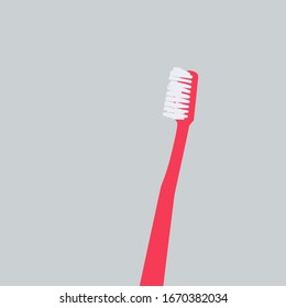 Red toothbrush, illustration, vector on white background.