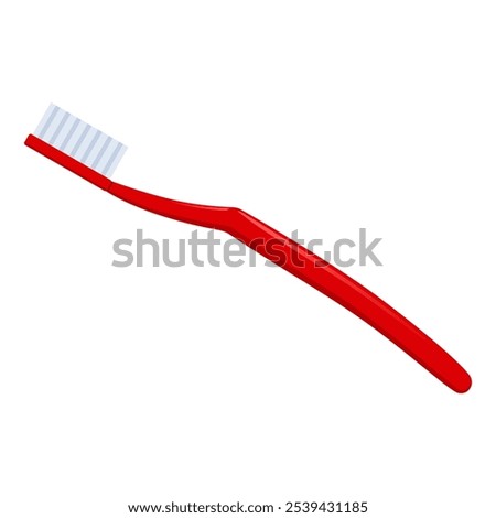 A red toothbrush isolated on a white background. Vector illustration