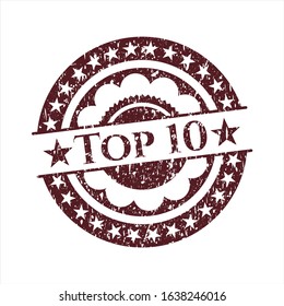 Red Top 10 distressed with rubber seal texture