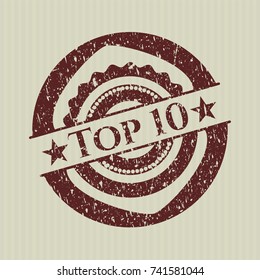 Red Top 10 distressed rubber grunge texture stamp