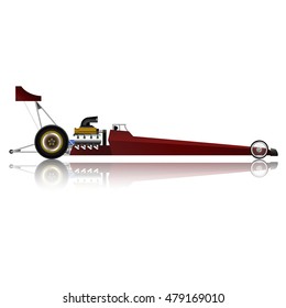 The Red Top Fuel Dragster Car On White Background.(EPS10 Art Vector)