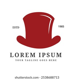 Red Top Hat Logo Vintage and Elegant style. Suitable for business such as boutique, hotel, restaurant Vector Logo Design element illustration