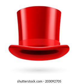 Red Top Hat On The White Background.