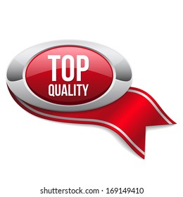Red top quality button with ribbon