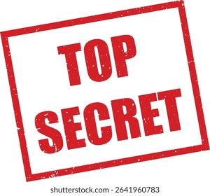 Red Top Secret Rubber Stamp in Grunge Vector in Sharp Border, Transparent Background