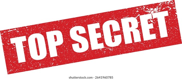 Red Top Secret Rubber Stamp in Reverse Grunge Vector in Sharp Border, Transparent Background