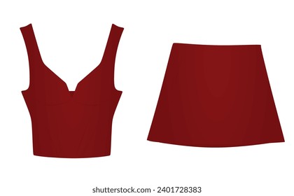 Tapa roja y falda. vector