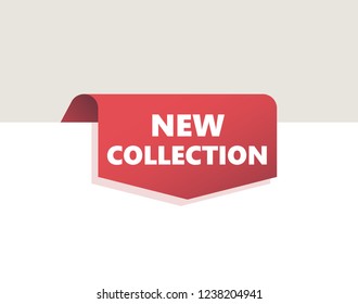 Red top Tag, Ribbon with shadow. Vector Illustration