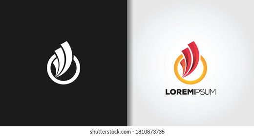 red torch logo template set vector 