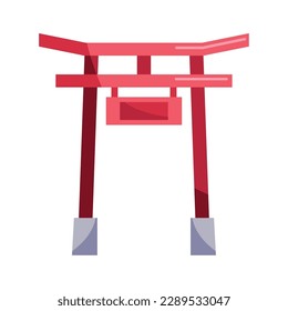 Red torii gate design over white