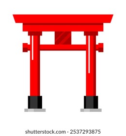 Diseño de Vector plano de icono de estilo japaness del santuario de puerta torii rojo