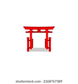 A red torii table with a white background and a shadow.