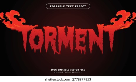 Red Torment Vector Fully Editable Text Effect suitable for Halloween design