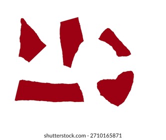Coração de papel vermelho rasgado ofício. Elemento Colagem Decor