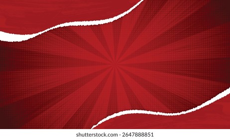 Red Torn Paper Background with Pop Art Comic Style