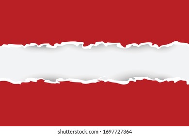 Red torn paper background. Vector