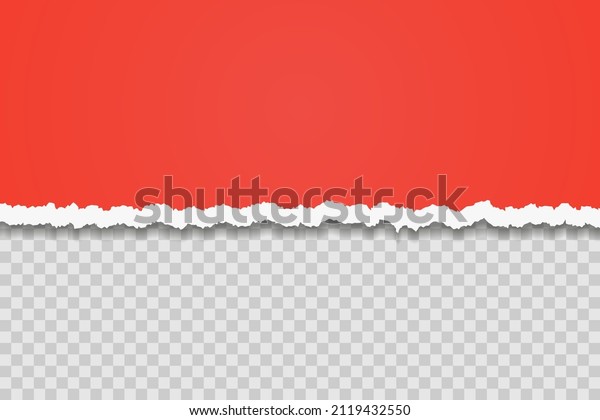 Red torn paper\
edge template. Ripped horizontal strips with shadows. Border\
texture design. Vector\
illustration